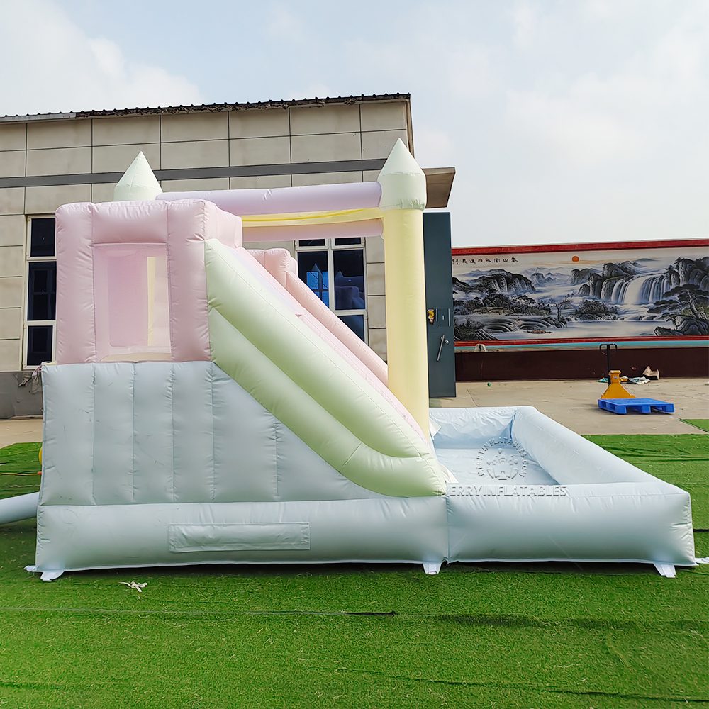 马卡龙双滑梯6x5-Pastel-Inflatable-slide-combo-pool-double-lane-3