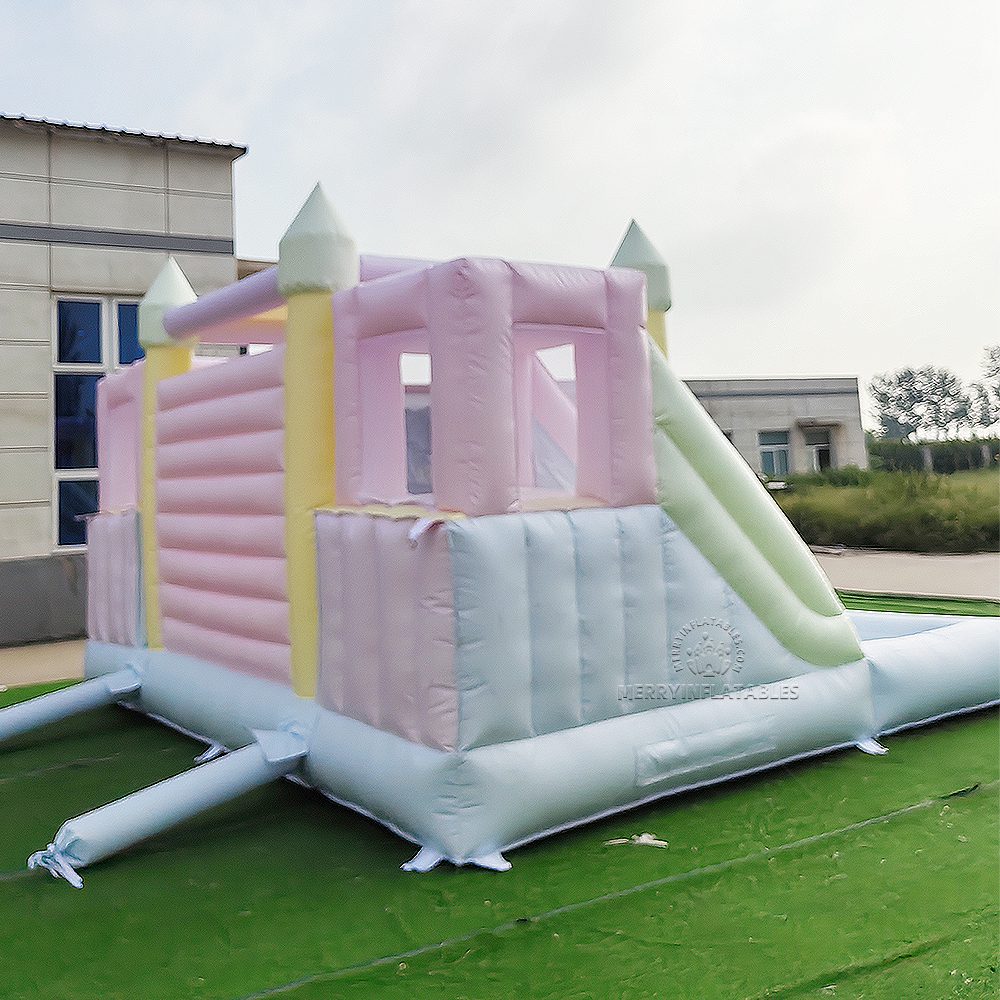 马卡龙双滑梯6x5-Pastel-Inflatable-slide-combo-pool-double-lane-4